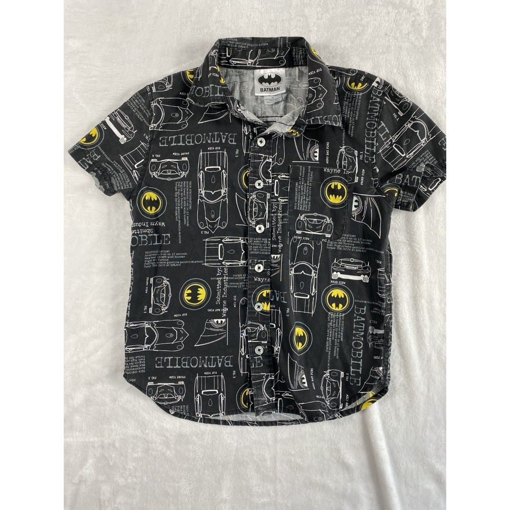 Batman Shirt Toddler Sz XS 4T Black All Over Print Short Sleeve